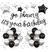 Black Go Shawty It's Your Birthday Decorations, Hip Hop Theme Glitter Birthday Banner, Black and ...