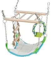 TRIXIE Small Animal Suspension Bridge with Hammock, Rope Ladder, and Ring, Cage Accessory for Fer...