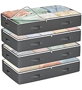 Budding Joy 60L Under Bed Storage Containers, Storage Bins with Clear Lids, Foldable Closet Organ...