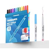 TWOHANDS Magnetic Wet Erase Markers,0.7mm Ultra Fine Tip,12 Colors | Extra Fine Point,Low Odor,Th...