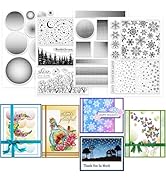 GLOBLELAND 4 Sheets Gradient Background Clear Stamp for Scrapbooking Snowflakes Stars Silicone St...