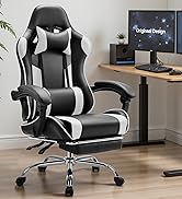 DUMOS Ergonomic Gaming Office Desk Chair with Footrest, Height Adjustable 360° Swivel Computer Vi...