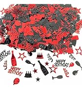 WEIKA Red Black Happy Birthday Confetti, Birthday Decorations Confetti Metallic Foil Table Scatte...