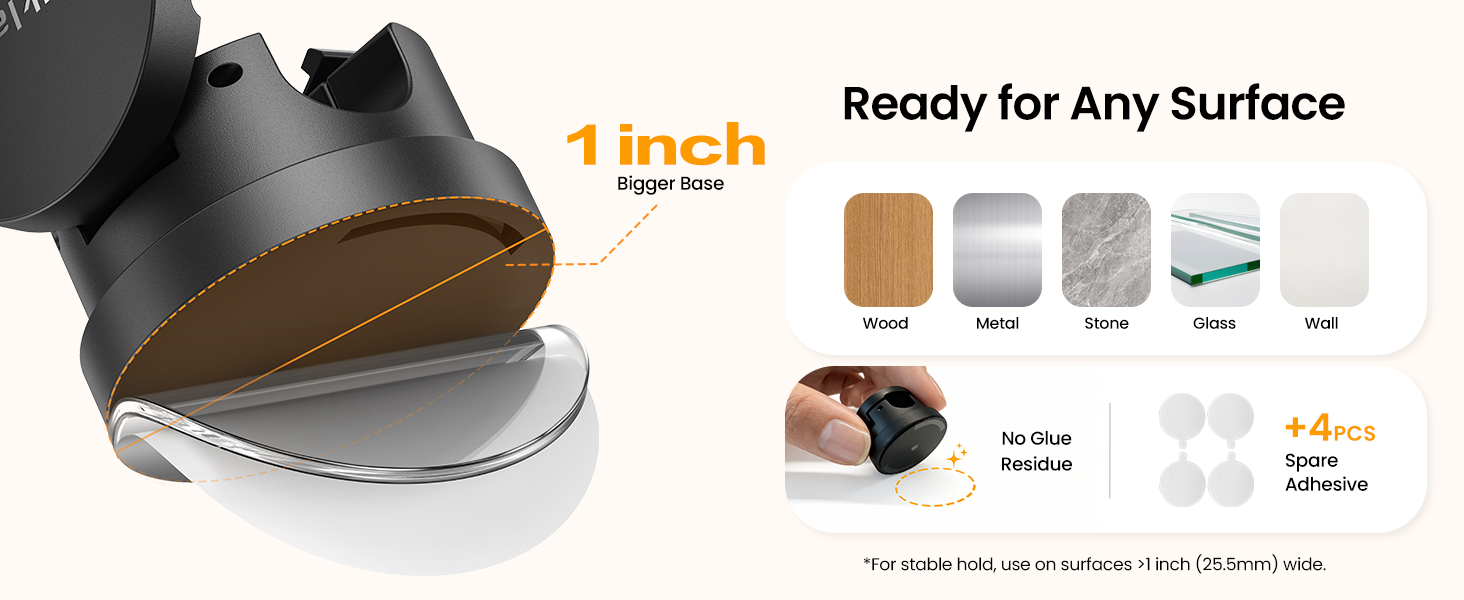 1 inch Bigger base and ready for any surface