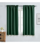 Aiyufeng Ever Green Blackout Curtains for Bedroom 63 Inch Length 2 Panels Set, Thermal Insulated ...