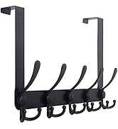 WEBI Over The Door Hook Door Hanger Hook Rack with 5 Tri Hooks for Hanging Coats, Door Towel Rack...