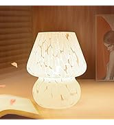 ONEWISH Mushroom Lamp Small Bedside Table Lamp-Nightstand Nightlight Dimmable Stepless, Transluce...