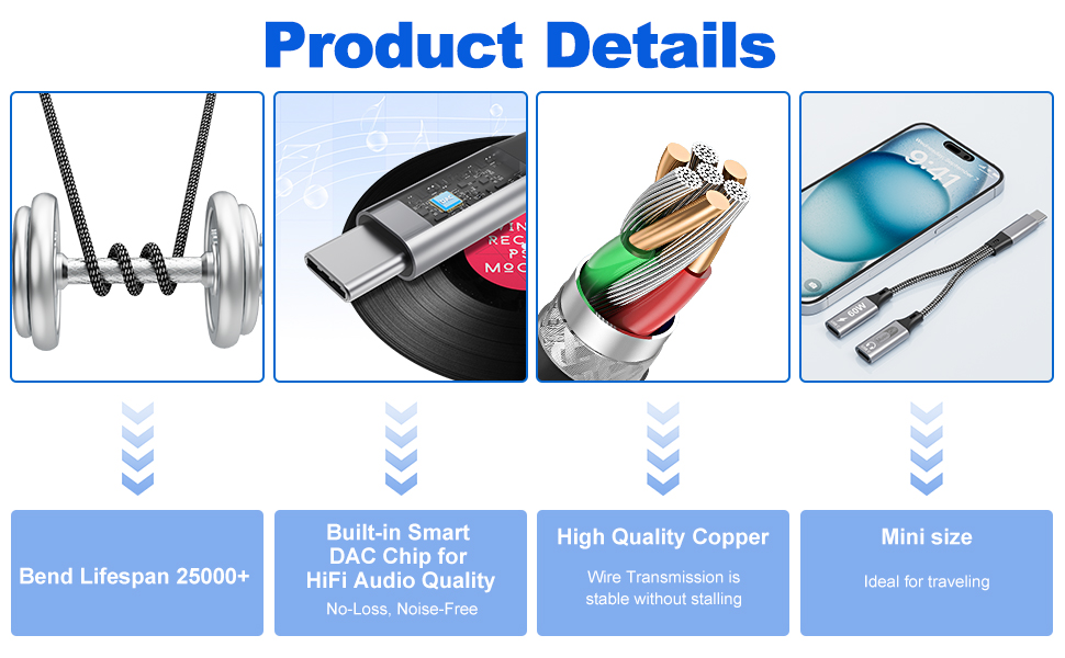 dual usb c headphone and charger adapter splitter
