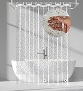 TRIMENGO PEVA Holographic Shower Curtain Liner with Glitter Gem Pattern, 70x72in Lightweight Clea...
