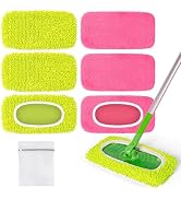 6 Pack Reusable Mop Pads Compatible with Swiffer Sweeper Mop, Washable Wet Pads Refill, Dry Sweep...