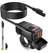 EXTRACTME Motorcycle USB Charger, 6.8A Quick Charge 3.0 Dual USB Motorcycle Phone Charger with Vo...