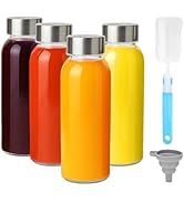 Zukro Glass Water Bottles with Lids, 10 oz Reusable Juice Bottles | Stainless Steel Airtight Cap ...