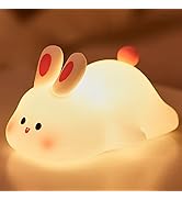 Rabbit Night Light for Kids Gift, Rechargeable Bunny Lamp Kids Touch Lights for Bedroom, LED Port...
