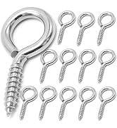 12 Pcs M6 304 Stainless Steel Screw Eye Hooks, 2-1/2 Inches Eyes Screw Hooks,Heavy Duty Screw Eye...