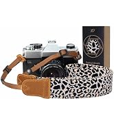 Padwa Lifestyle Camera Strap - 1.5" Crazy Horse Cowhide Head Cotton Strap,Vintage Embroidery Came...