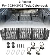 RED WOLF 3 Pocket Cargo Mesh Net for 2024-2025 Tesla Cybertruck Trunk Organizer Netting Rear Buck...