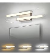 Bathroom Vanity Light Bar, 24 Inch 18W 3CCT Dimmable Modern LED Vanity Wall Light, Brushed Nickel...