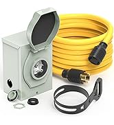 30 Amp Generator Cord and Power Inlet Box (Pre-Drilled) Waterproof Kit, 25 Feet Nema L14 30p Gene...