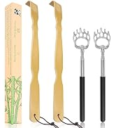4Pcs Back Scratcher Set, Bamboo & Extendable Stainless Steel Bear Claw Back Scratcher,BackScratch...