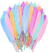 FeelfunFeather 120pcs Macaron Goose Cochettes Feather 4-6 inch 10-15cm Bulk Natural for Wedding P...