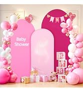 Pink Arch Backdrop Cover 3 Set-7.2FT, 6.6FT, 6FT Spandex Fitted Wedding Arch Stand Covers Set for...