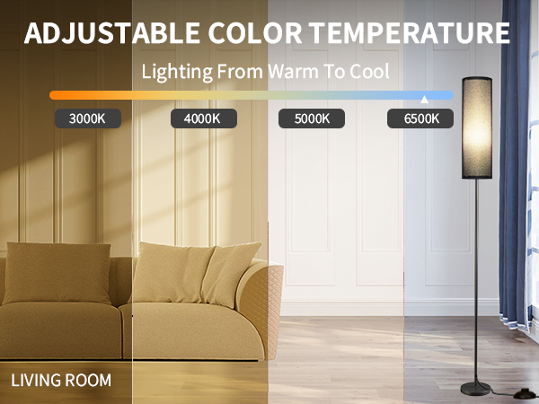 Frideko Floor Lamp with Black Lampshade