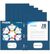 Two Pocket Folders, PANDRI 30 Pack Two Pocket Folders with Prongs, 3 Prong Folders Designed for O...