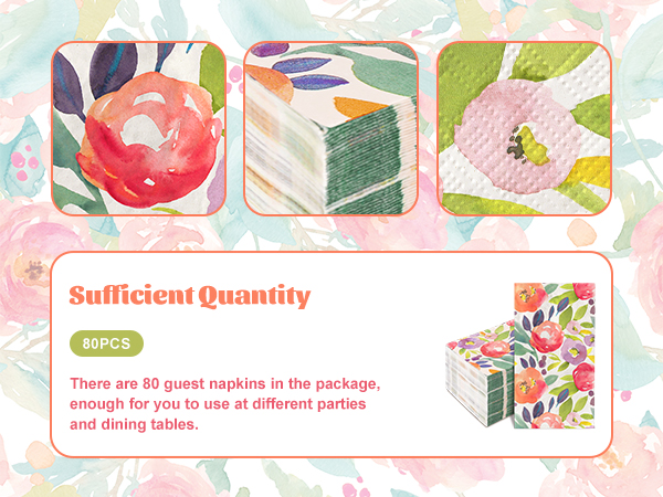 80 Pcs Floral Guest Napkins