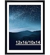 12x16 Picture Frame Black with 10x14 Mat for 30 x 40cm Diamond Painting Art, Display Photo 10x14 ...