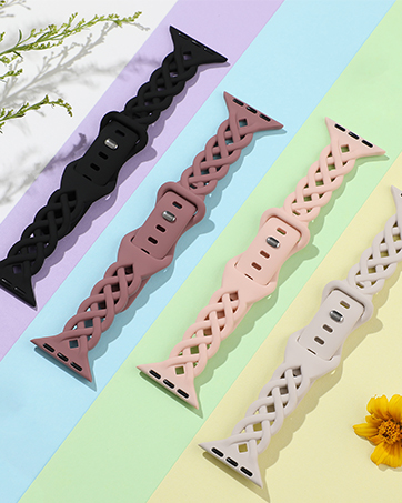 Women silicone braided band iWatch band narrow slim watch band iwatch strap iPhone watch bands women