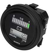 Yooreal 12/24V 36/48V 72V Golf Cart Battery Meter,Hour Meter&Battery Indicator Gauge Meter Lead-A...