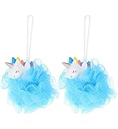 Uonlytech Unicorn Bathing Scrubber Bath Shower Loofah Sponge Unicorn Bath Sponge Mesh Shower Ball...