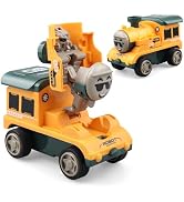 victob Friction Powered Stunt Car, Push and Go Toy Car with 360° Upright Spin, Rotating Train Veh...