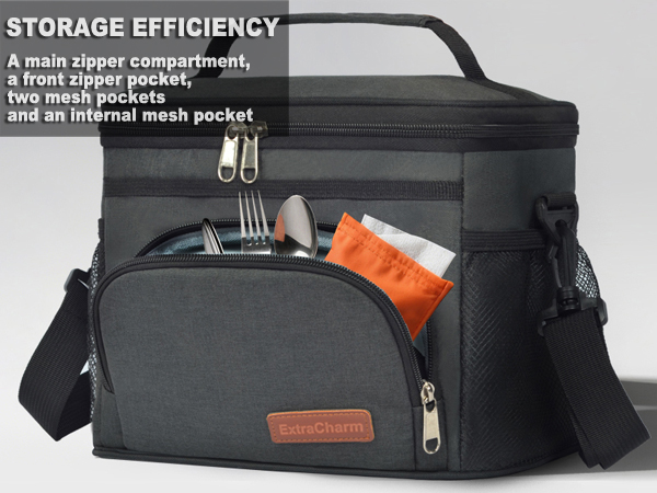 ExtraCharm Insulated Lunch Bag for Women/Men - Reusable Lunch Box for Office Picnic Hiking Beach