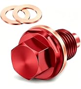 Yiwview Magnetic Oil Drain Plug M12x1.5, Stainless Steel Oil Pan Drain Bolt with Copper Crush Was...