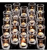 DARJEN 24Pcs Clear Votive Candle Holders- Clear Tea Lights Candle Holder, Glass Candle Holders Bu...
