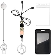Colorful ID Badge Holder with Silicone Beads Lanyard Set,Cute Teacher Breakaway Lanyard for Keys ...