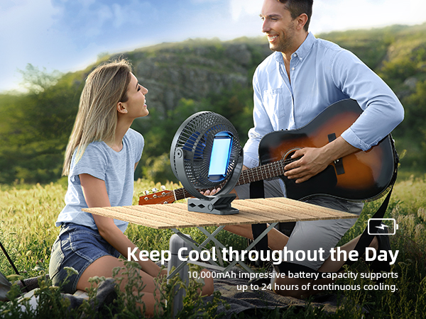 Koonie 10000mAh Rechargeable Portable, 8-Inch Battery Operated Clip on Fan