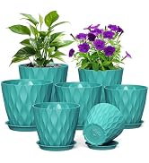 Meowell 7/6.5/6/5.5/5/4.5/4 inch Plant Pots for Indoor Outdoor Plants, 7 Pack Thick Nursery Pots ...