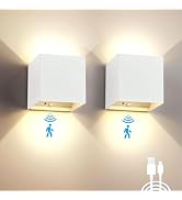 SURPALIG Battery Operated Wall Sconce Set of 2, Motion Sensor Light Indoor, 6000mAh Wall Lights R...