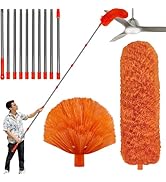 20 Feet High Reach Duster Kit with 2-14 ft Extension Pole, Cobweb & Corner Brush Cleaning Duster ...
