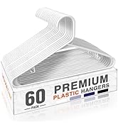 HOUSE DAY White Plastic Hangers 60 Pack, Clothes Hangers with Non Slip Hooks, Durable & Space Sav...