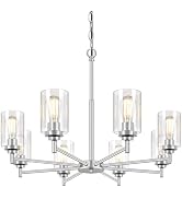 8-Light Chandelier for Dining Room Kitchen Island Modern Farmhouse Pendant Lighting with Clear Gl...