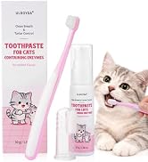 Dental Care Kit – Cat Toothbrush and Toothpaste – Enzymatic & No Added Flavor – Fights Plaque, Ta...