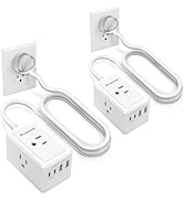 2 Pack Power Strip Surge Protector-3 Widely Spaced Outlets 4 USB Ports(2 USB C Port,PD 20W),1250W...