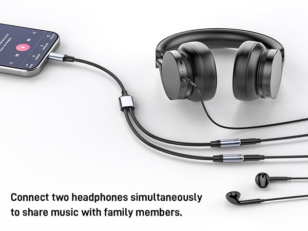 USB C to Dual 3.5mm Female Headphone Splitter