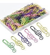 YOUDEFUL 120 Pcs Music Paperclips, Cute Metal Paper Clips in 6 Colors, Musical Notes Shaped Bookm...