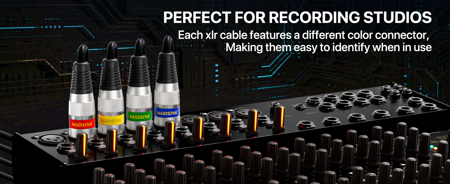 XLR Patch Cables Male to Female PVC with Color Connection, 4Packs