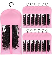 12PCS Wig Storage Wig Bags Storage with Hanger Hair Extension Holder Wig Hanger for Multiple Wigs...