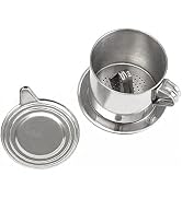 1 Set Silver Vietnamese Coffee Filter Stainless Steel Coffee Pot Drip Infuse Cup Brewing Teapot N...